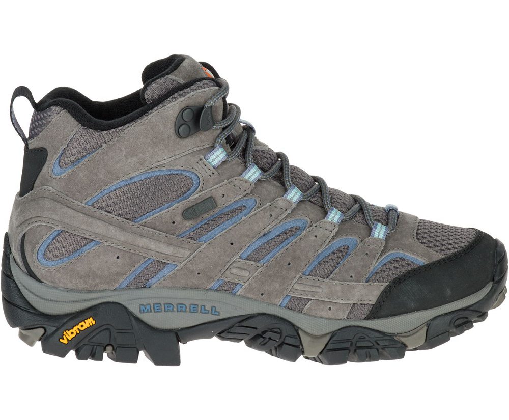 Kozaki Merrell Damskie Szare - Moab 2 Mid Waterproof Wide Width - 028564-RAT